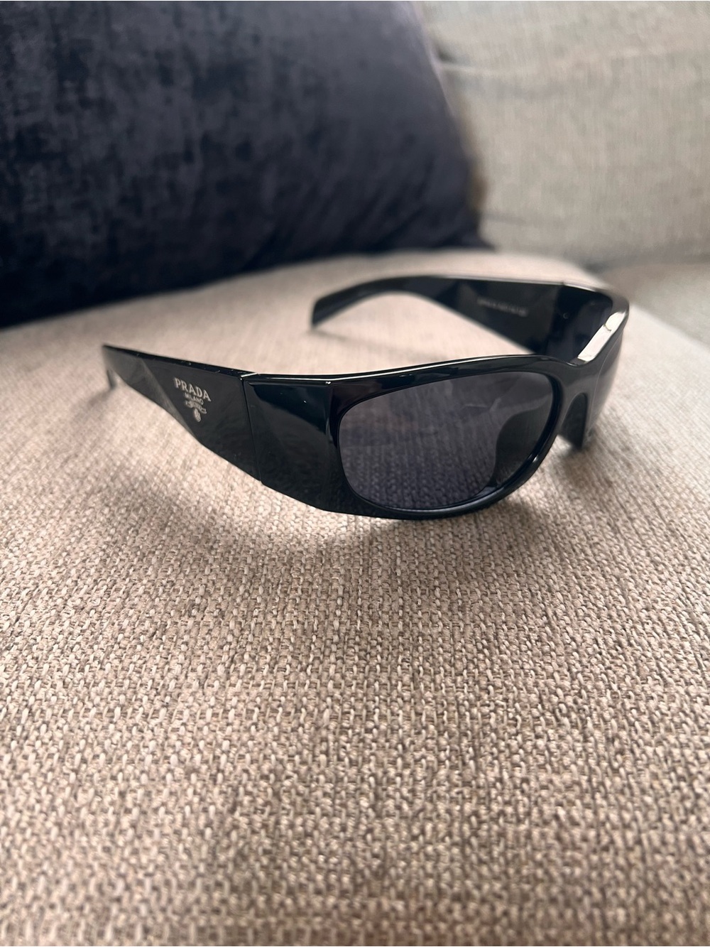 Prada Black PR A14S Symbole Wrap Sunglasses